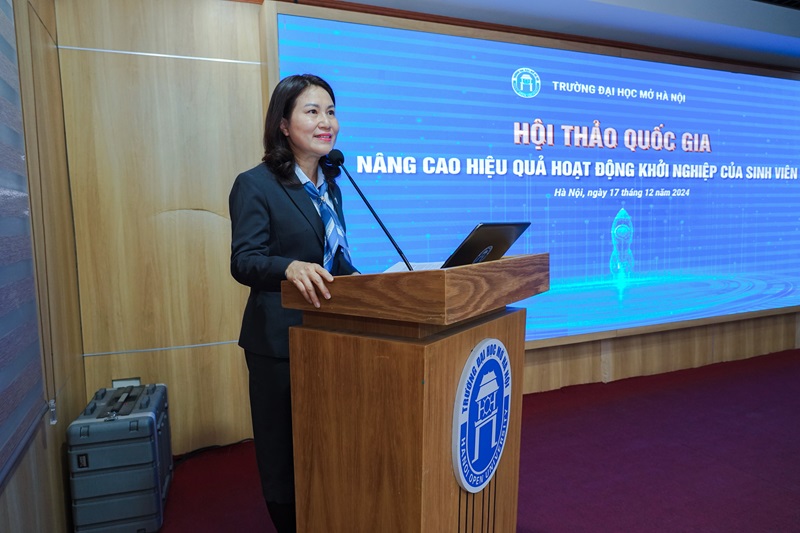 PGS TS Nguyễn Mai Hương – Bí thư Đảng ủy, Chủ tịch Hội đồng trường phát biểu khai mạc